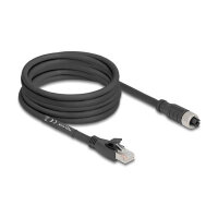 Delock M12 Kabel X-kodiert 8 Pin Buchse zu RJ45 Stecker Cat.5e S/FTP flexibel 5 m schwarz