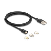 Delock Magnetisches Ladekabel Set für 8 Pin Lightning™ / Micro USB / USB Type-C™ schwarz 1 m