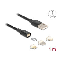 Delock Magnetisches Ladekabel Set für 8 Pin Lightning™ / Micro USB / USB Type-C™ schwarz 1 m