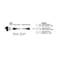 Delock Magnetisches Ladekabel Set für 8 Pin Lightning™ / Micro USB / USB Type-C™ schwarz 1 m
