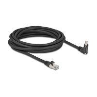 Delock GigE Kamera Kabel RJ45 Stecker 45° gedreht und 90° gewinkelt mit Schrauben zu RJ45 Stecker Cat.6 S/FTP 5 m schwarz
