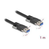 Delock USB 5 Gbps Kabel Typ-A Stecker zu Typ-A Stecker mit Schraubenabstand 19 mm / M3 Schrauben 1 m schwarz
