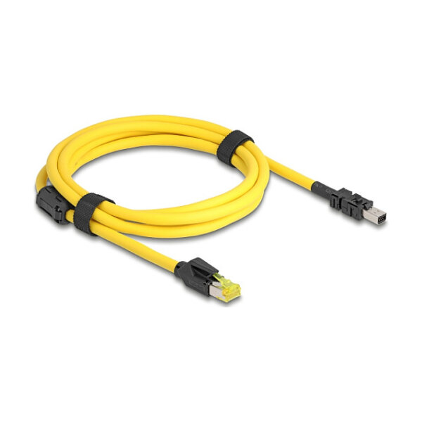 Delock Mini I/O 8 Pin D-Form Typ 2 Stecker zu RJ45 Stecker Cat.6 Kabel 2 m gelb