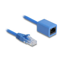Delock RJ45 Spiralkabel Stecker zu Buchse Cat.6 UTP 0,8 m bis 1,8 m blau
