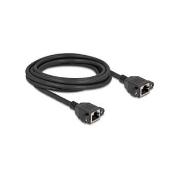 Delock Netzwerk Verlängerungskabel S/FTP RJ45 Buchse zu RJ45 Buchse Cat.6A flache Ausführung 3 m schwarz