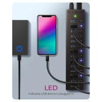 HUB USB 3.0 . 13 Port. +1x Ladeport Aluminium-mit...