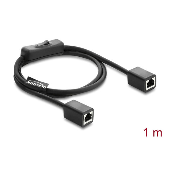 Delock RJ45 Kabel Buchse zu Buchse mit Schalter Cat.6 F/UTP 1 m - Netzwerkschaltung schwarz