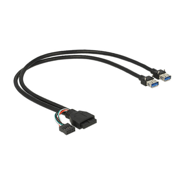 Delock Kabel USB 3.0 Pfostenbuchse + USB 2.0 Pfostenbuchse > 2 x USB 3.0 A Buchse 45 cm