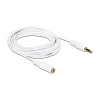 Delock Klinkenverlängerungskabel 3,5 mm 3 Pin Stecker > Buchse 3 m weiß