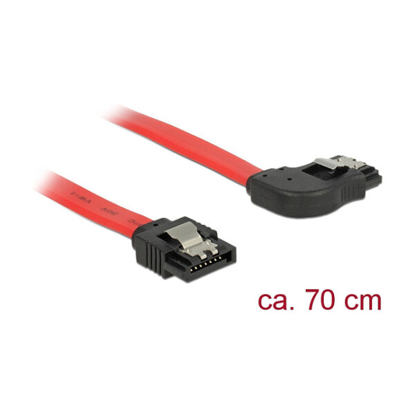 Delock SATA 6 Gb/s Kabel gerade auf rechts gewinkelt 70 cm rot
