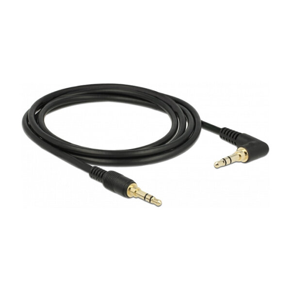 Delock Klinkenkabel 3,5 mm 3 Pin Stecker > Stecker gewinkelt 2 m schwarz