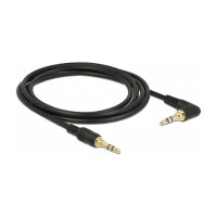 Delock Klinkenkabel 3,5 mm 3 Pin Stecker > Stecker gewinkelt 2 m schwarz