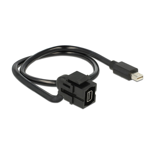 Delock Keystone Modul mini DisplayPort Buchse 110° > mini DisplayPort Stecker mit Kabel schwarz