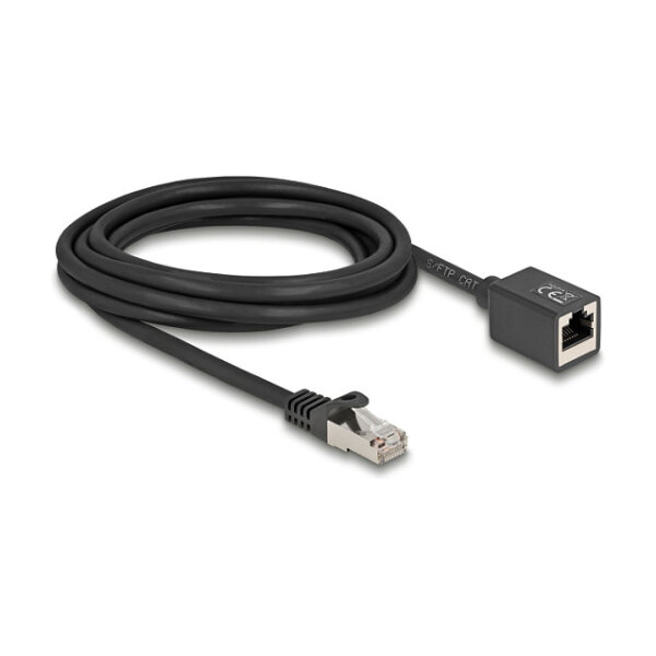 Delock Netzwerk Verlängerungskabel RJ45 Stecker zu RJ45 Buchse Cat.6A S/FTP 3 m schwarz
