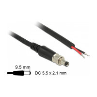 Delock Stromversorgungskabel DC 5,5 x 2,1 x 9,5 mm verschraubbar zu offenen Kabelenden 95 cm