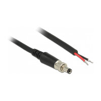 Delock Stromversorgungskabel DC 5,5 x 2,1 x 9,5 mm verschraubbar zu offenen Kabelenden 95 cm