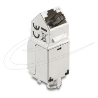 Delock Keystone Modul RJ45 Buchse zu LSA Cat.6A 45° gewinkelte Buchse geschirmt 90° Kabelführung werkzeugfrei Metall
