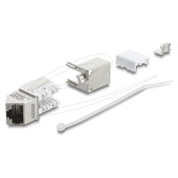 Delock Keystone Modul RJ45 Buchse zu LSA Cat.6A 45° gewinkelte Buchse geschirmt 90° Kabelführung werkzeugfrei Metall