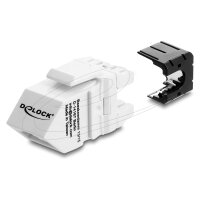 Delock Keystone Modul RJ45 Buchse zu LSA Cat.6A 45° gewinkelte Buchse ungeschirmt 180° Kabelführung werkzeugfrei schwarz / weiß