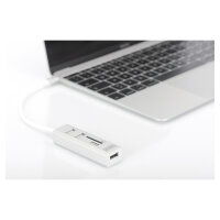 DIGITUS USB-C-Hub 3-Port 2.0->3xA2.0 1xReader in.Kabel weiß