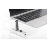 DIGITUS USB-C-Hub 3-Port 2.0->3xA2.0 1xReader in.Kabel weiß
