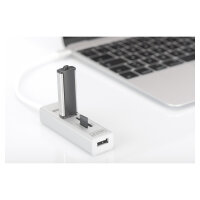 DIGITUS USB-C-Hub 3-Port 2.0->3xA2.0 1xReader in.Kabel weiß