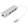 DIGITUS USB Adapter USB3.0/C -> GB Ethernet+3-Port-Hub weiss