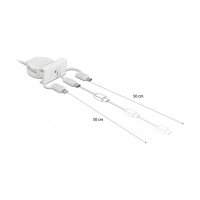 Delock Easy 45 Modul USB 2.0 3 in 1 Aufrollkabel USB Typ-A zu USB-C™, Micro USB und Lightning weiß