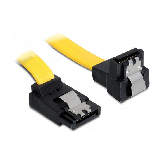 Delock SATA 6 Gb/s Kabel oben gewinkelt auf unten gewinkelt 30 cm gelb