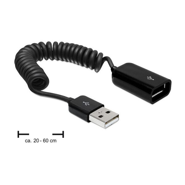 Delock Verlängerungskabel USB 2.0-A Stecker / Buchse Spiralkabel
