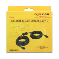Delock Kabel USB 2.0 Typ-A Stecker > USB 2.0 Typ-B Stecker 11 m