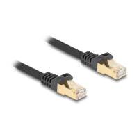 Delock RJ45 Netzwerkkabel mit Geflechtmantel Cat.6A S/FTP Stecker zu Stecker 10 m schwarz