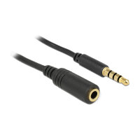 Delock Klinkenverlängerungskabel 3,5 mm 4 Pin Stecker zu Buchse 3 m schwarz