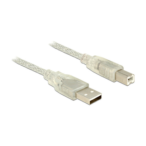 Delock Kabel USB 2.0 Typ-A Stecker > USB 2.0 Typ-B Stecker 1,5 m transparent