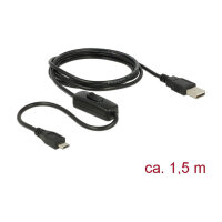 Delock Ladekabel USB 2.0 Typ-A Stecker > USB 2.0 Micro-B Stecker mit Schalter für Raspberry Pi 1,5 m