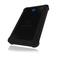 ICY BOX IB-233U3-B Externes USB-A 3.0 Gehäuse für 2,5" SATA HDD/SSD mit Silikon-Schutzhülle