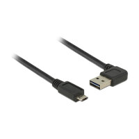 Delock Kabel EASY-USB 2.0 Typ-A Stecker gewinkelt links / rechts > EASY-USB 2.0 Typ Micro-B Stecker schwarz 0,5 m