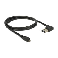 Delock Kabel EASY-USB 2.0 Typ-A Stecker gewinkelt links / rechts > EASY-USB 2.0 Typ Micro-B Stecker schwarz 1 m