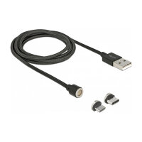 Delock Magnetisches USB Daten- und Ladekabelset für Micro USB / USB Type-C™ schwarz 1,1 m