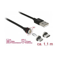 Delock Magnetisches USB Daten- und Ladekabelset für Micro USB / USB Type-C™ schwarz 1,1 m