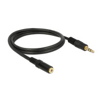 Delock Klinkenverlängerungskabel 3,5 mm 3 Pin Stecker > Buchse 1 m schwarz