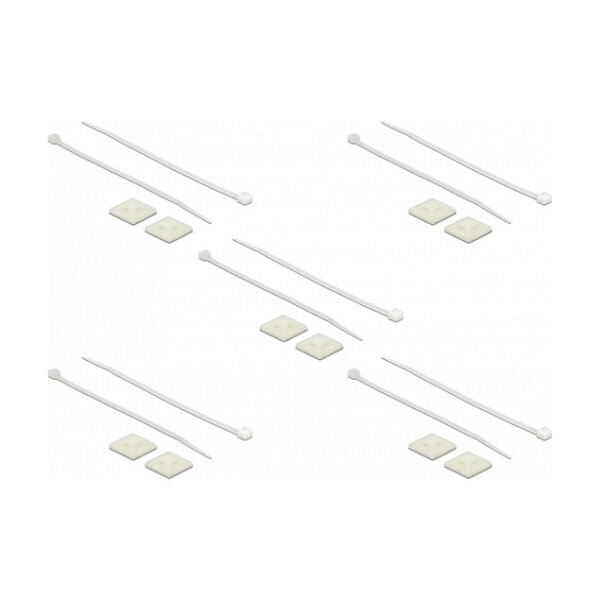 Delock Befestigungssockel 25 x 25 mm mit Kabelbinder L 150 x B 3,6 mm weiß