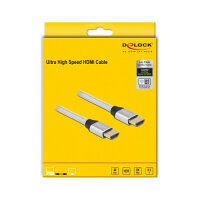 Delock Ultra High Speed HDMI Kabel 48 Gbps 8K 60 Hz silber 0,5 m zertifiziert