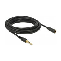 Delock Klinkenverlängerungskabel 3,5 mm 4 Pin Stecker zu Buchse 5 m schwarz