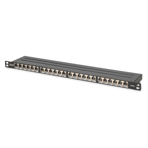 DIGITUS Patchpanel 0,5HE 24-Port Cat6a geschirmt schwarz