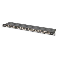 DIGITUS Patchpanel 0,5HE 24-Port Cat6a geschirmt schwarz