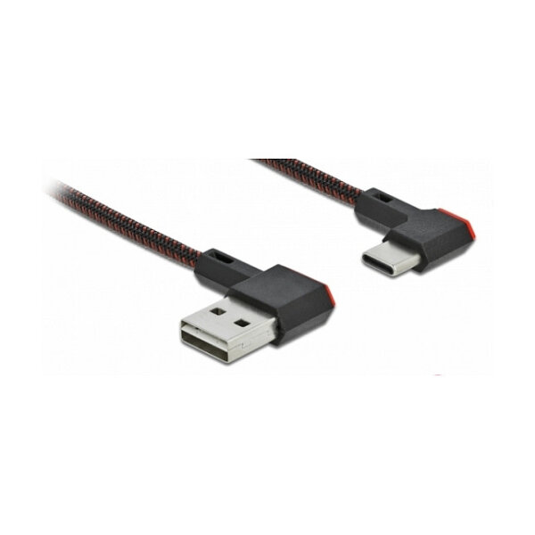Delock EASY-USB 2.0 Kabel Typ-A Stecker zu USB Type-C™ Stecker gewinkelt links / rechts 2 m schwarz