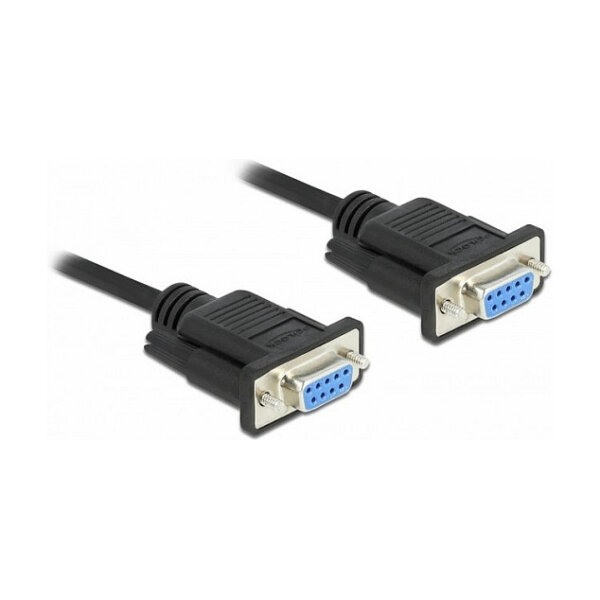 Delock RS-232 Kabel Seriell D-Sub9 Buchse zu Buchse Nullmodem mit schmalem Steckergehäuse 1 m