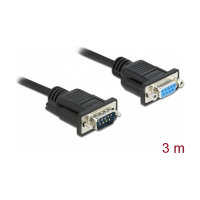 Delock RS-232 Kabel Seriell D-Sub9 Stecker zu Buchse Nullmodem mit schmalem Steckergehäuse 3 m