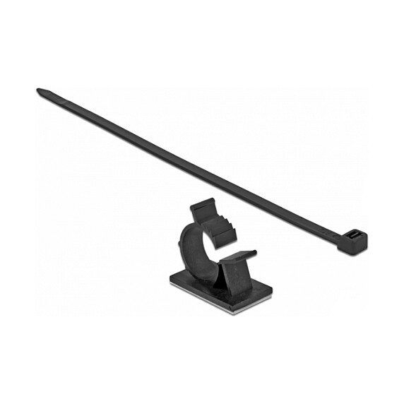 Delock Kabelklemme 41 x 25 mm mit Kabelbinder L 250 x B 7,2 mm schwarz